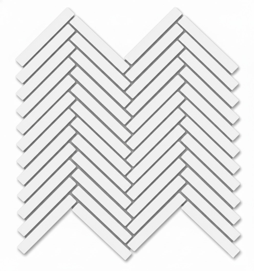 Matte Finish Matte White Duo Herringbone Ceramic tile 255x270 mm