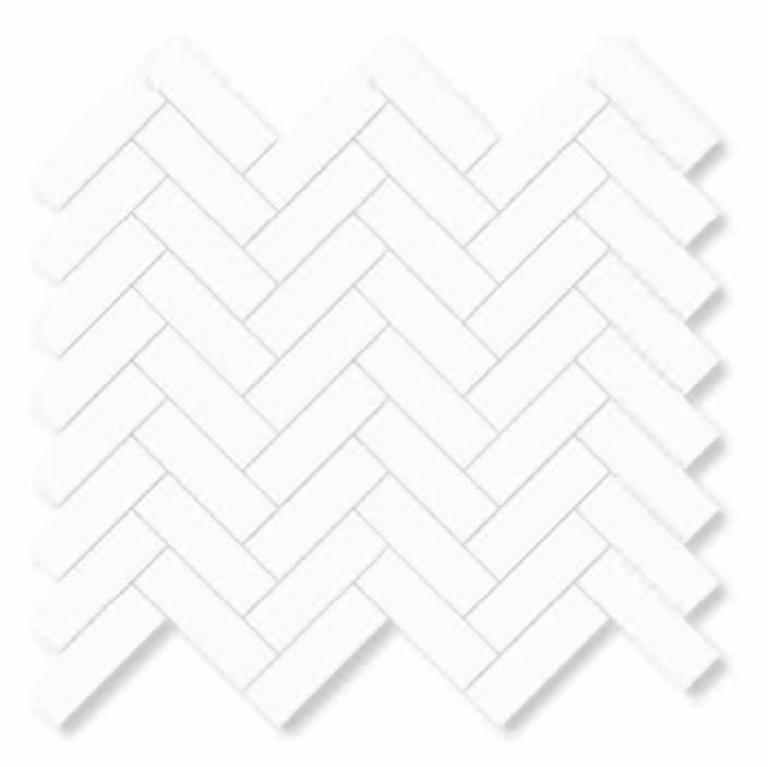 Matte Finish Matte White Tri Herringbone Ceramic tile 282x315 mm