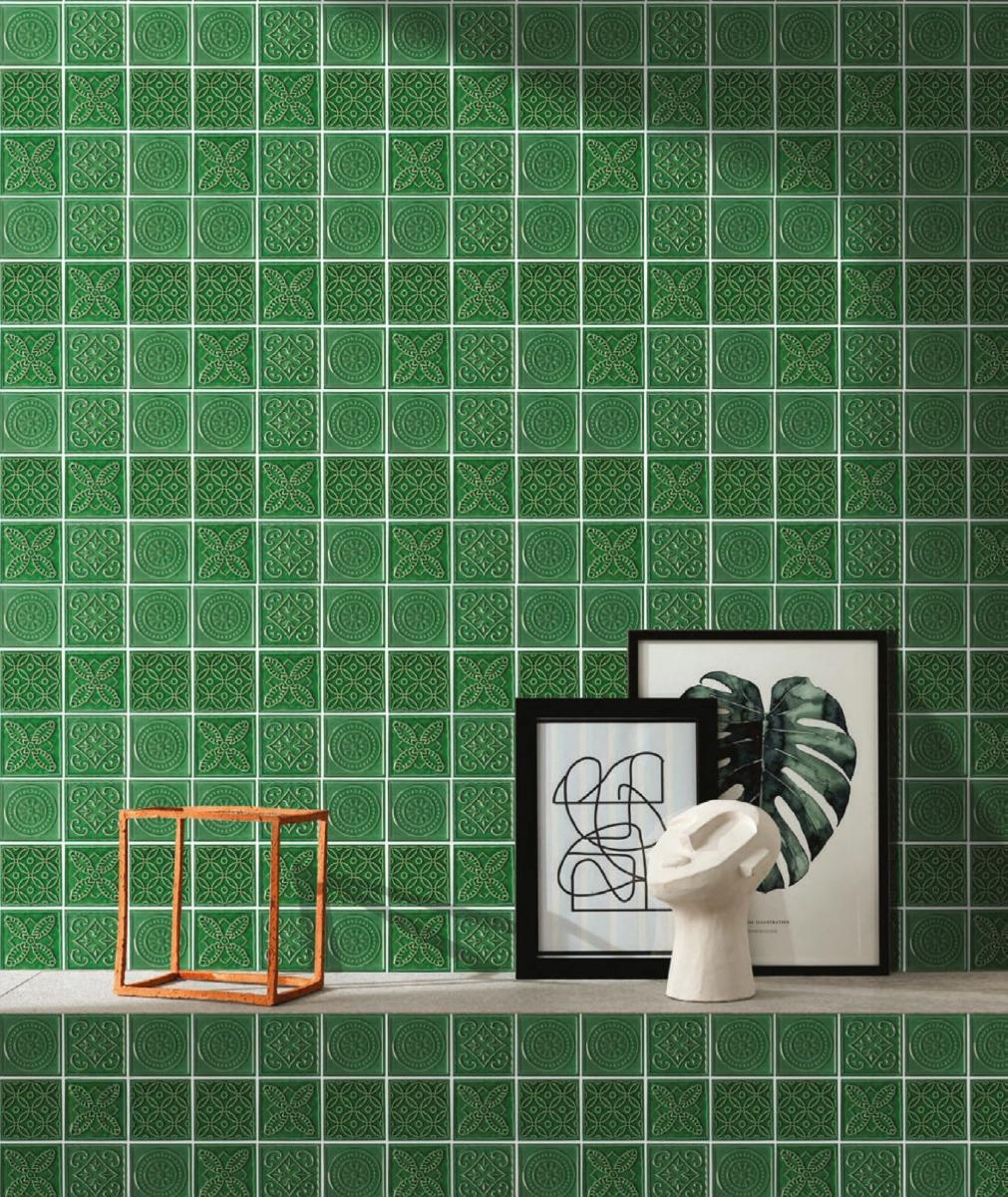 Matte Finish Matte Green 3by3 Decor Heritage Ceramic tile 306x306 mm