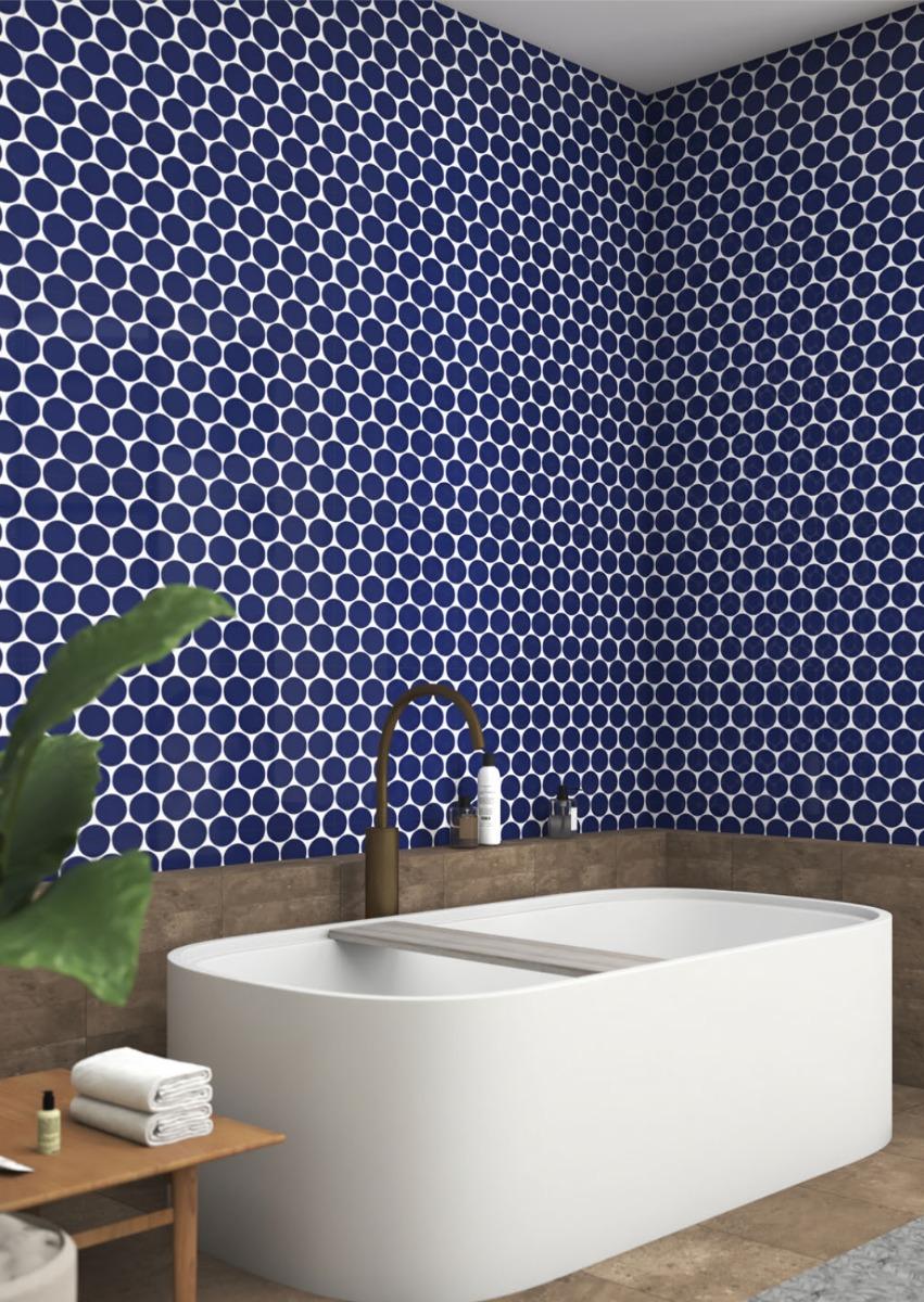 Matte Finish Matte Indigo Retro Round Ceramic tile 265x300 mm