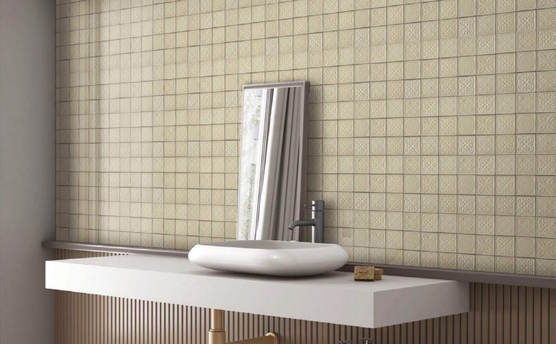 Matte Finish Matte Ivory 3by3 Decor Heritage Ceramic tile 306x306 mm