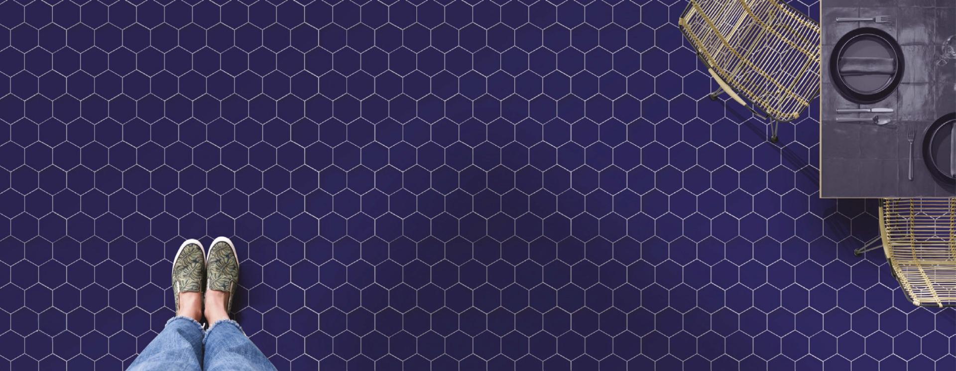 Matte Finish Matte Navy Blue Hexa Ceramic tile 250x290 mm