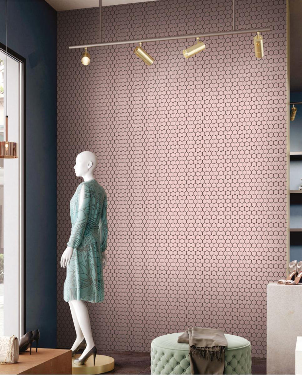 Matte Finish Matte Pink Mini Hexagon Ceramic tile 255x295 mm