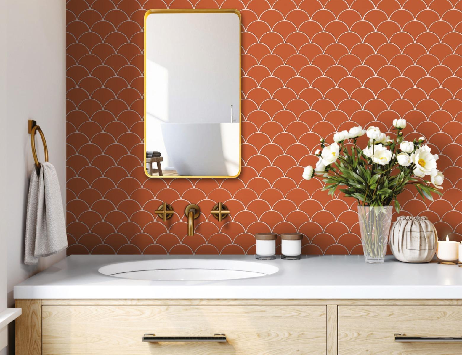 Matte Finish Matte Pumpkin Fishscale Ceramic tile 292x292 mm