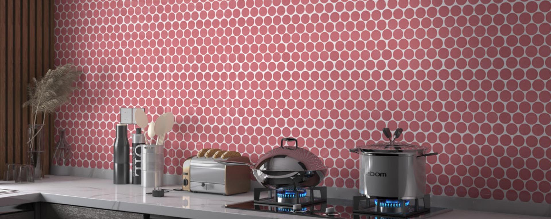 Matte Finish Matte Rosa Retro Round Ceramic tile 265x300 mm