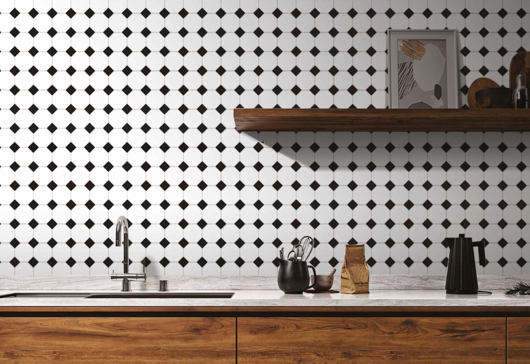 Matte Finish Matte White Octagon Ceramic tile 295x295 mm