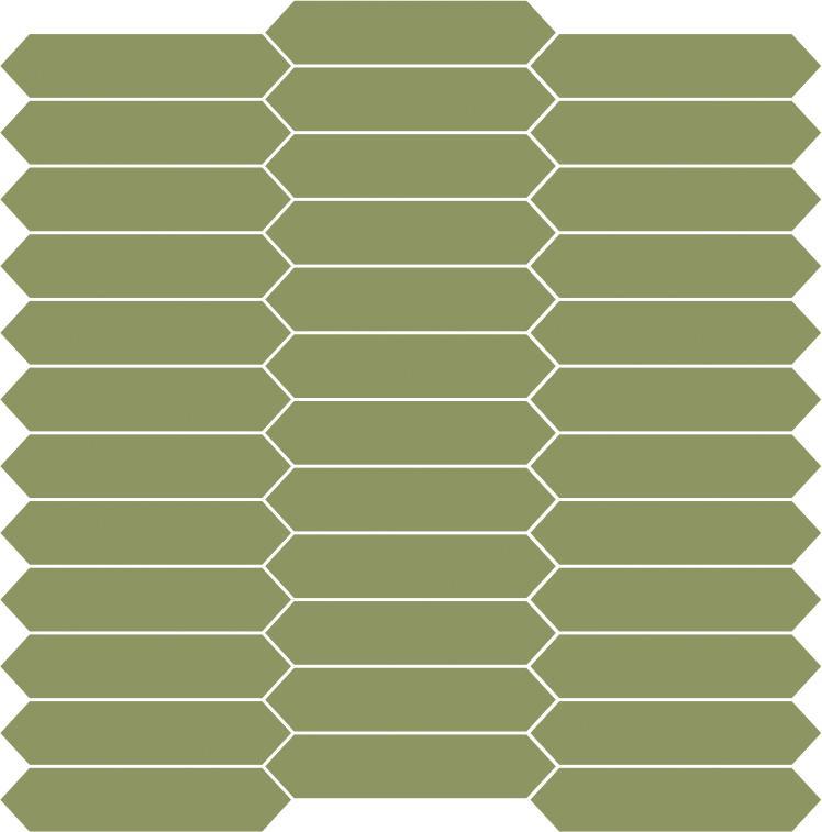 Glossy Finish Mini Picket Green Gloss Ceramic tile 275x300 mm