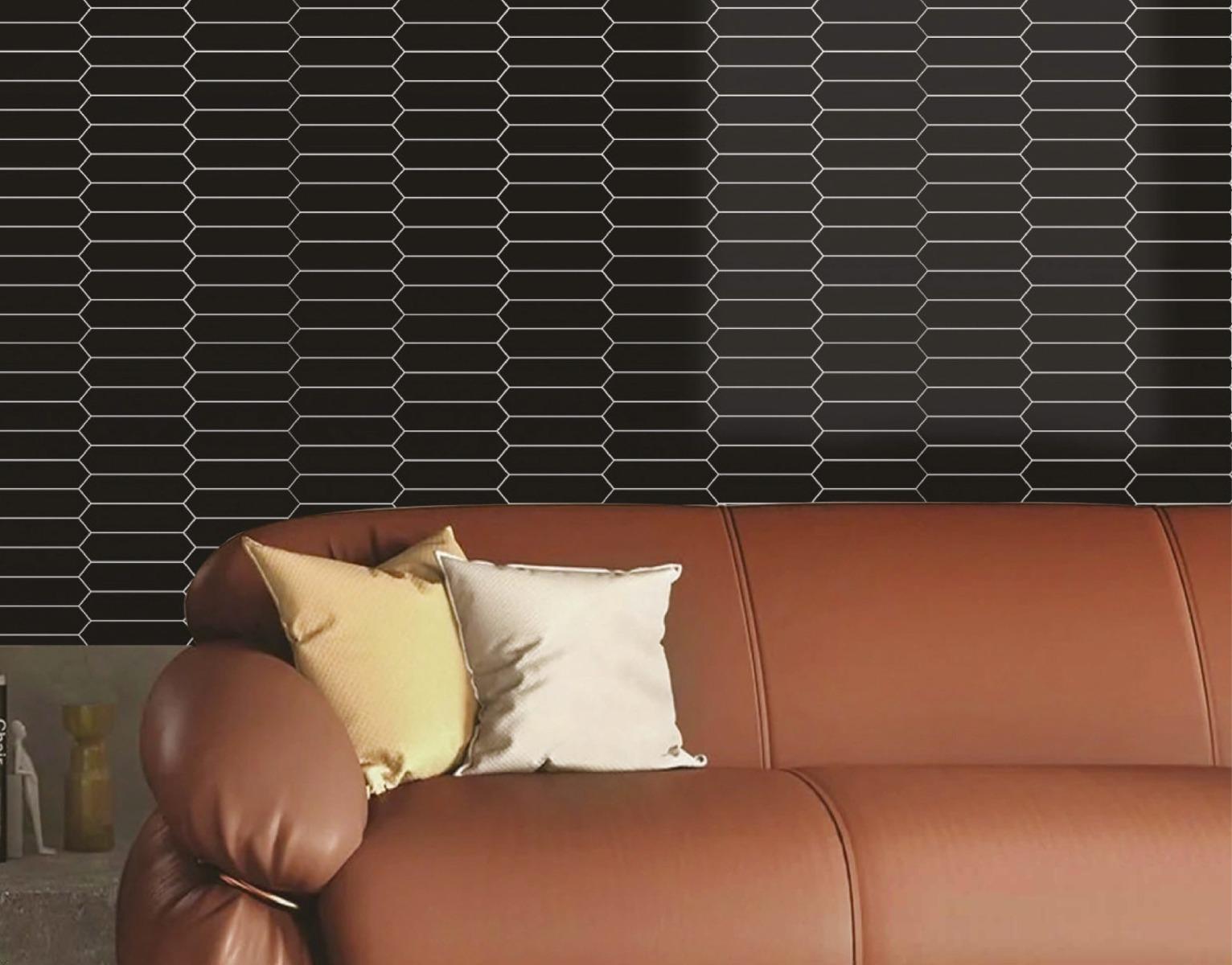 Matte Finish Mini Picket Matte Black Ceramic tile 275x300 mm