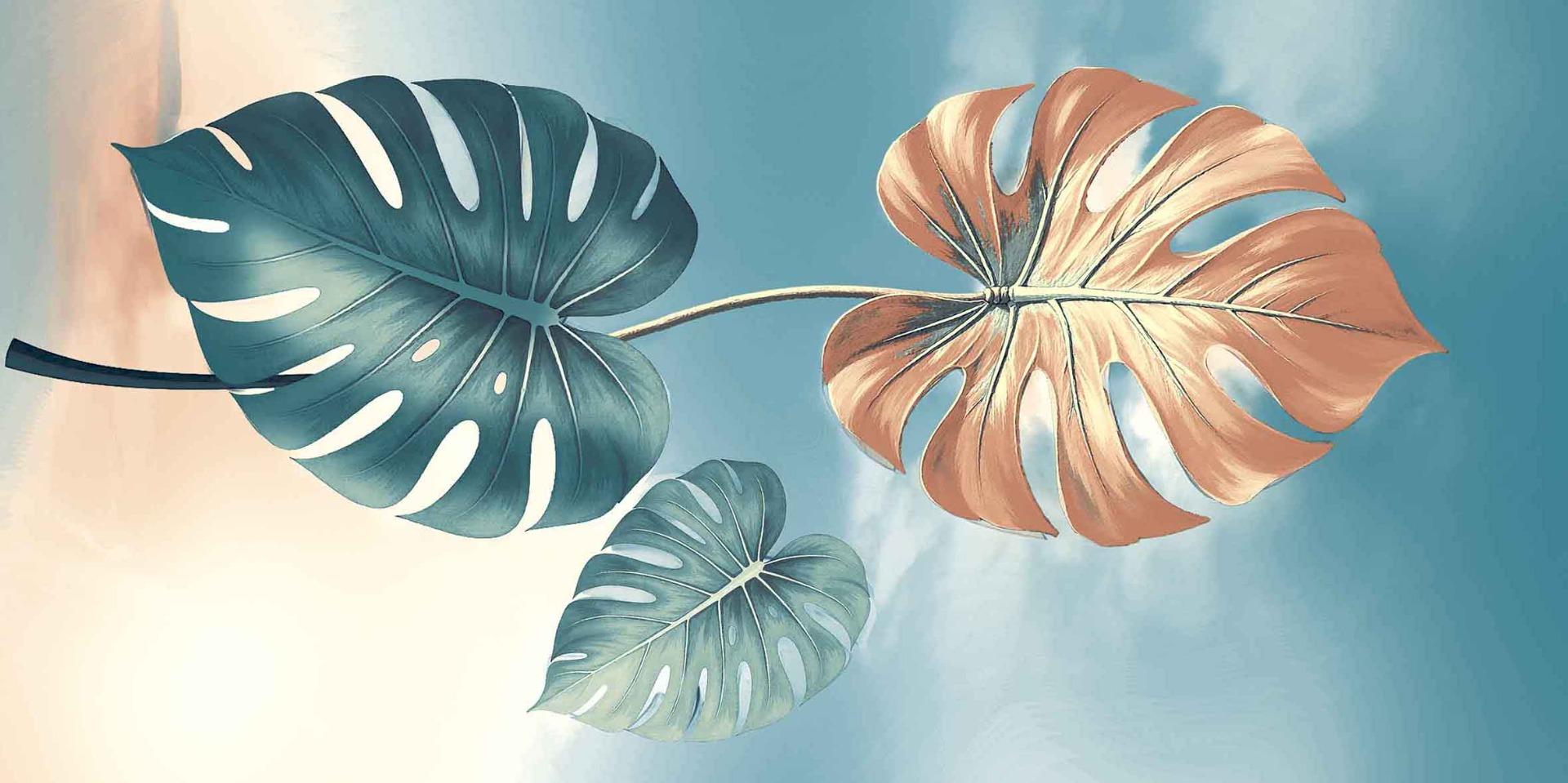 Matte Finish Monstera Leaves Poster Highlighter tile 600x1200 mm