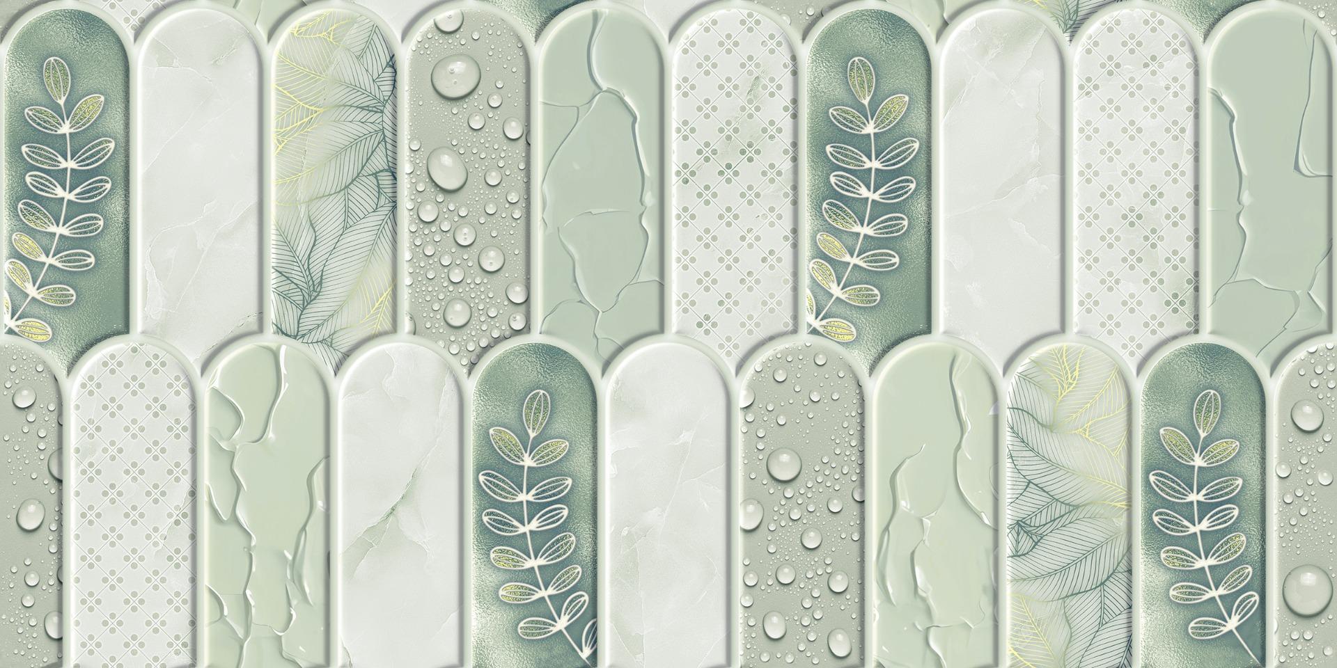 Carving Finish Morning Dewdrops Lime Carving Wallpaper  Glazed Vitrified Tiles 600x1200 mm