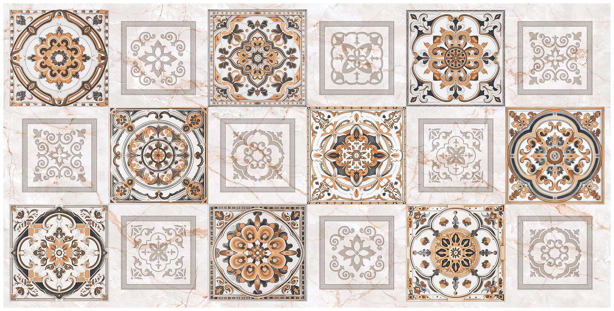 Carving Finish Moroccan Medallion Carving Wallpaper Vitrified tile 600x1200 mm