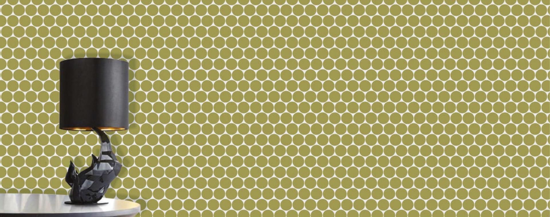 Glossy Finish Moss Green Gloss Coin Ceramic tile 320x330 mm