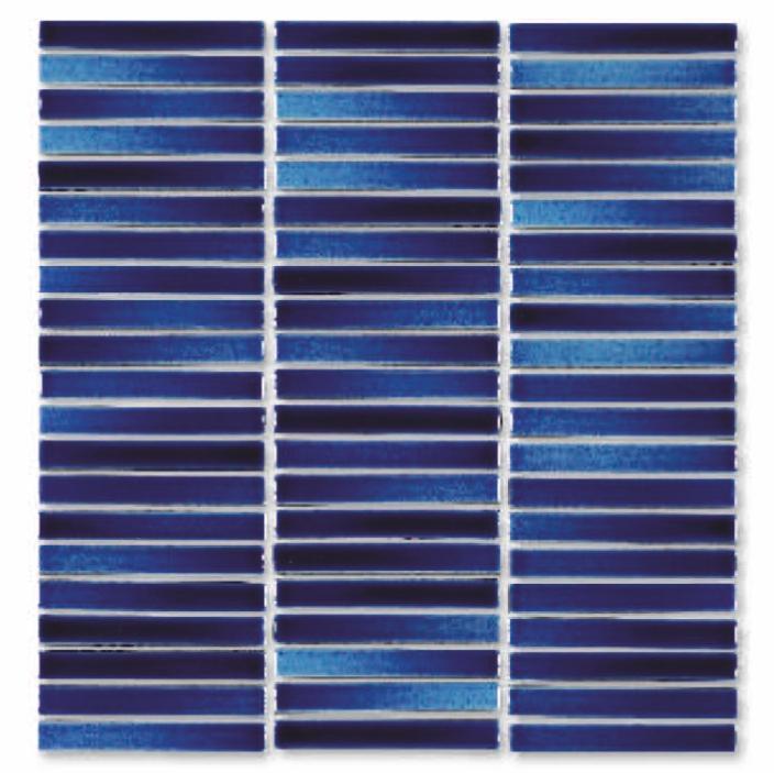 Glossy Finish Multi Blue Gloss 3D Stacked Bone Ceramic tile 285x300 mm