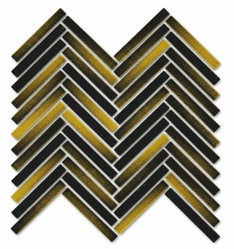Glossy Finish Mustard Gloss 3D Duo Herringbone Ceramic tile 255x270 mm
