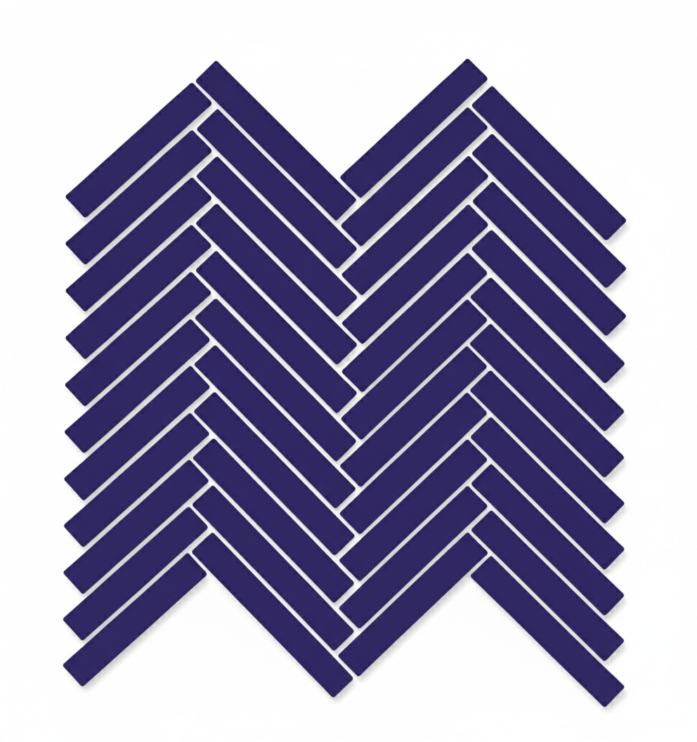 Glossy Finish Navy Blue Gloss Duo Herringbone Ceramic tile 255x270 mm