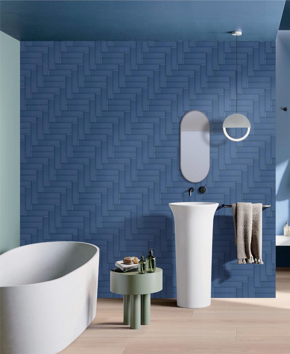 Matte Finish Navy Blue Matte Sandy Subway Ceramic tile 65x260 mm