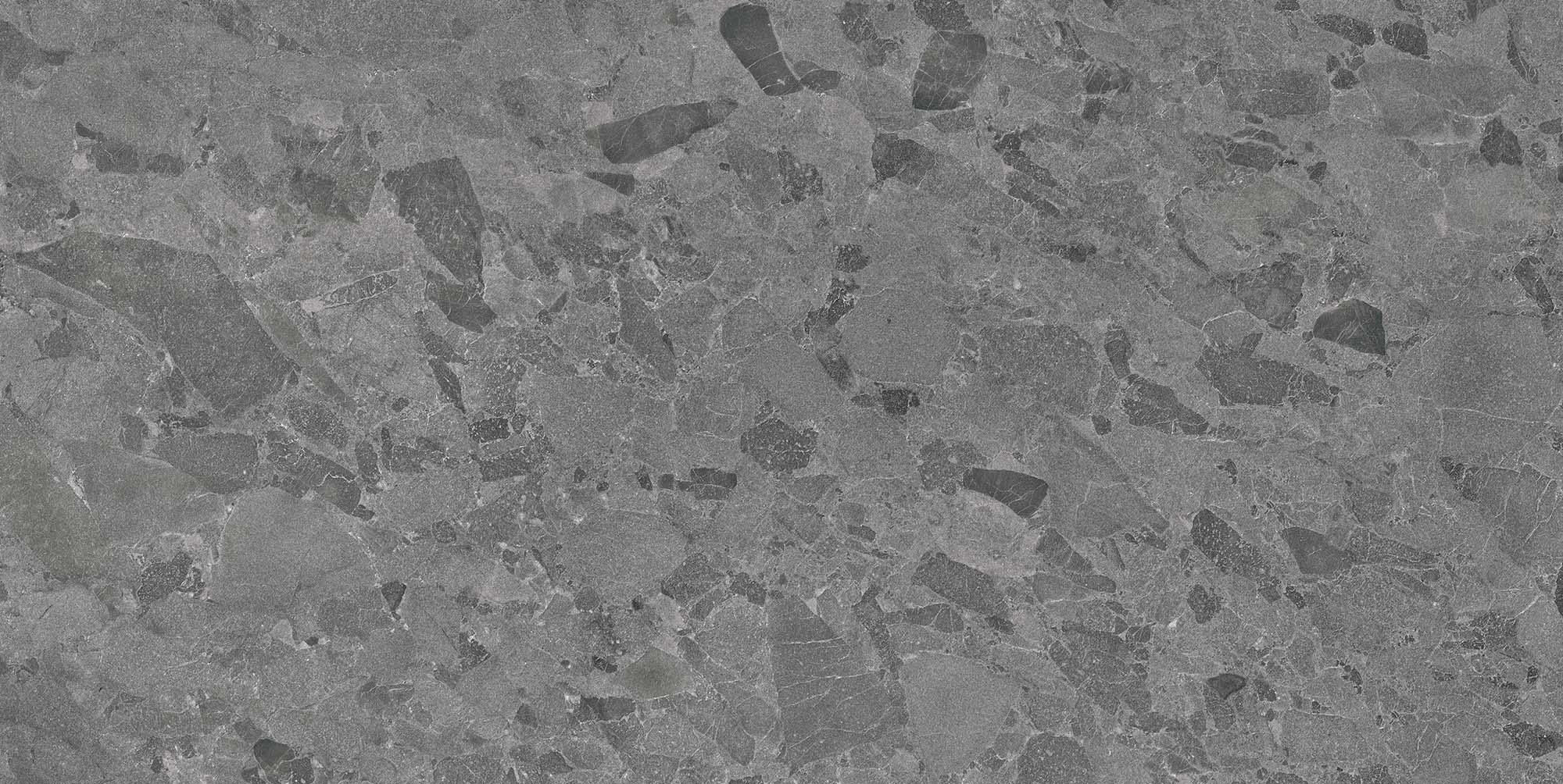 Matte Finish Nero Terrazzo GHR Matte Vitrified tile 600x1200 mm
