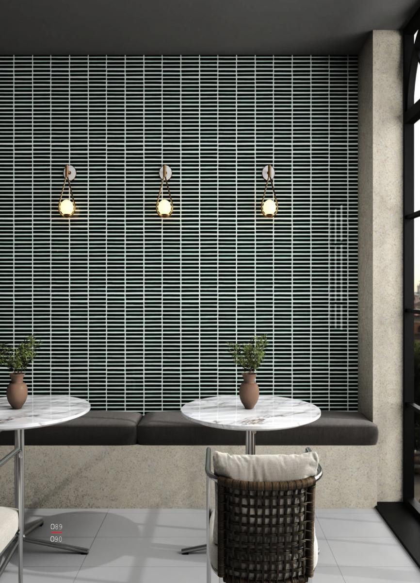 Glossy Finish Nero Gloss 3D Stacked Bone Ceramic tile 285x300 mm