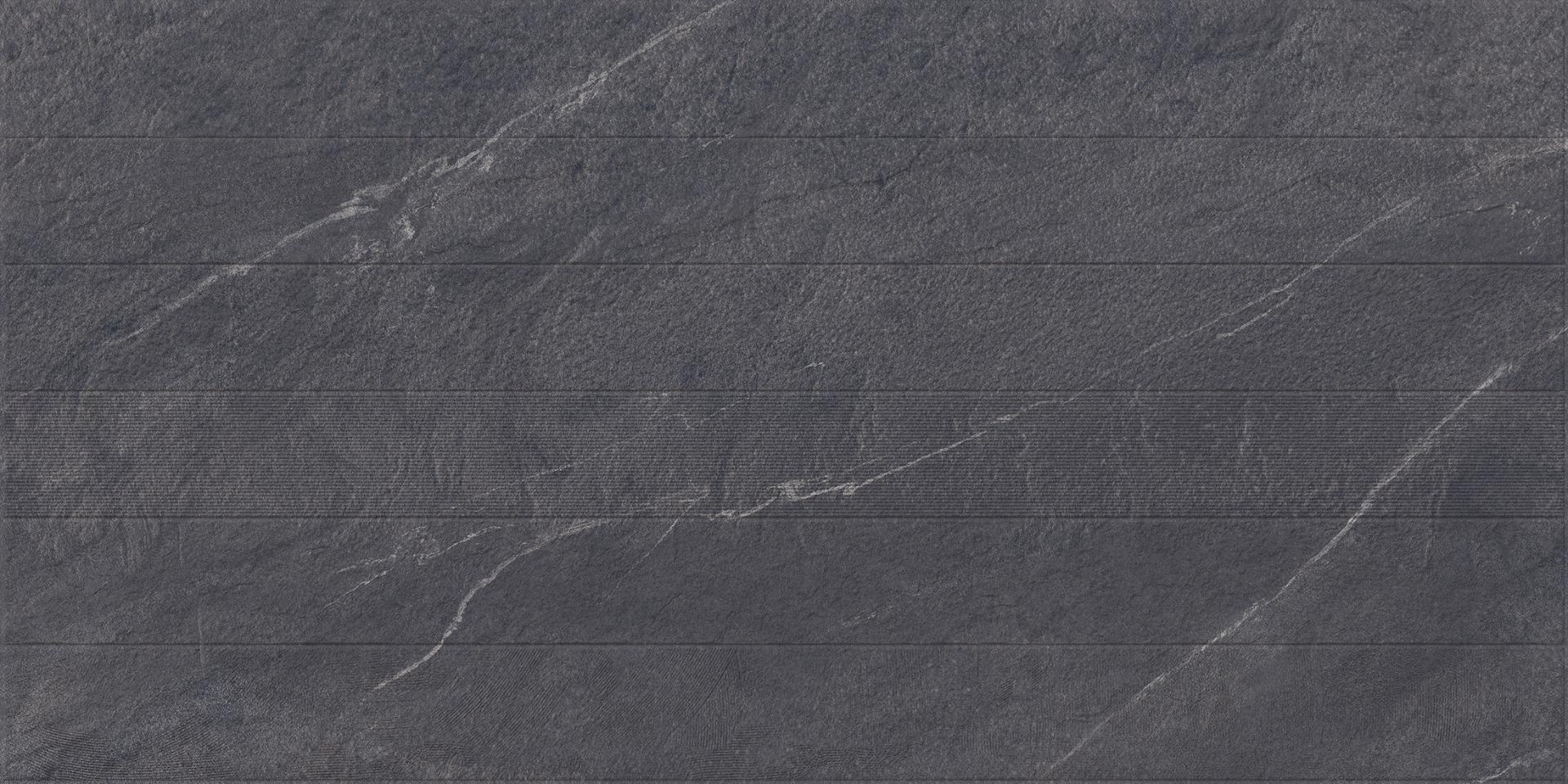 Matte Finish Nero Limecrest Rustic Strip Punch Glazed Vitrified Tiles Floor Tiles