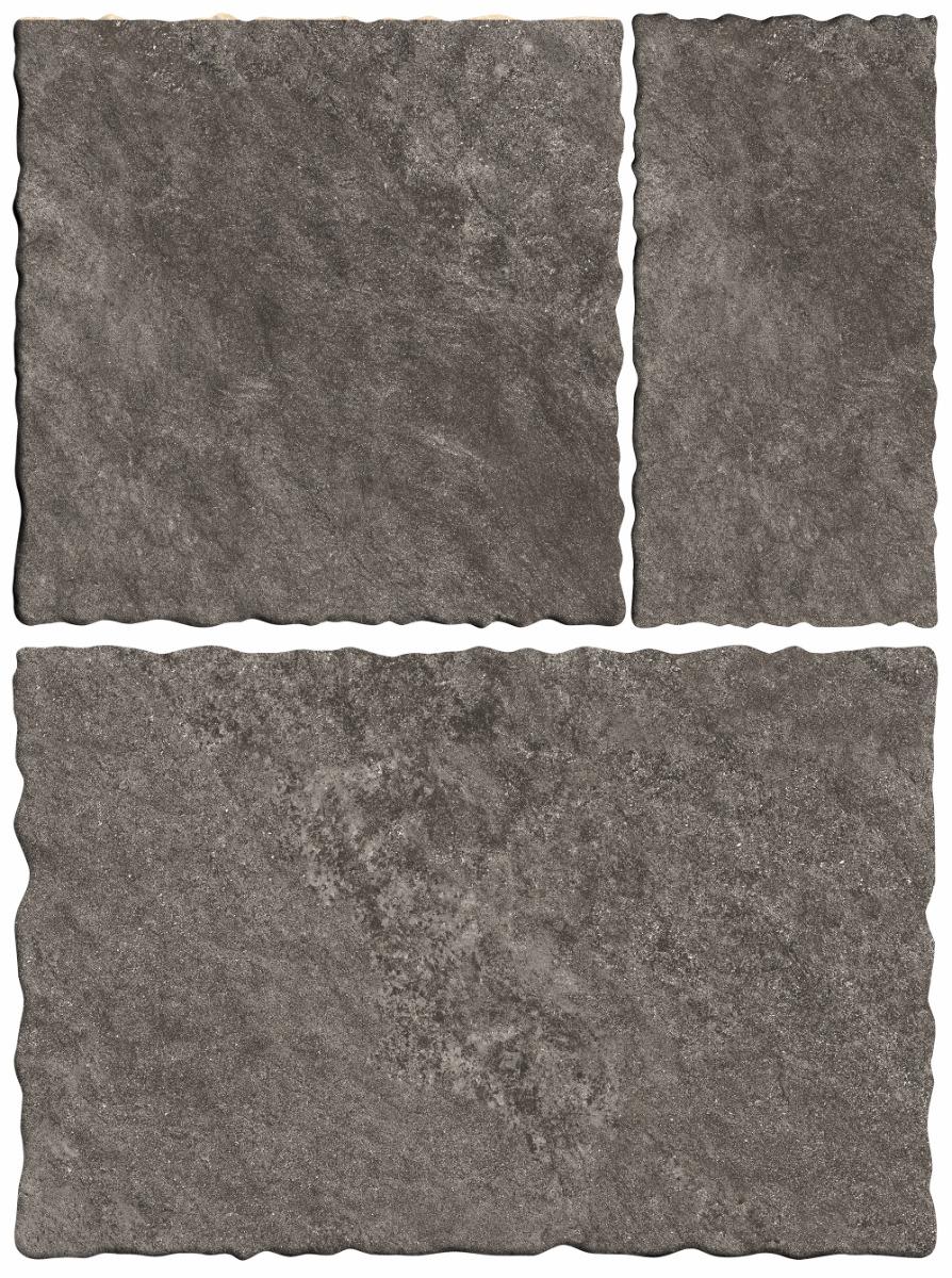 Matte Finish Nero Wavy Edge Modular Vitrified tile 455X305, 305X305,155X305 mm