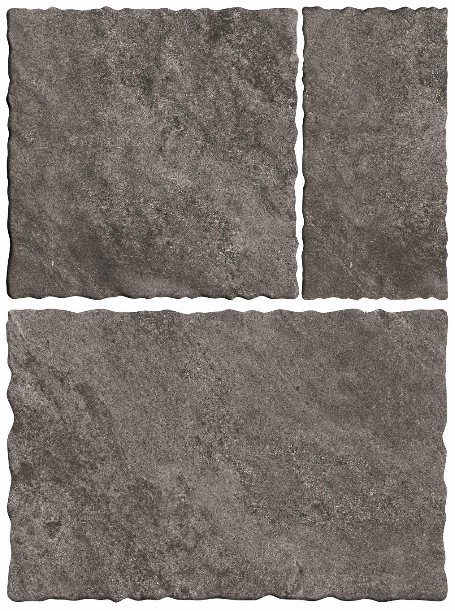 Matte Finish Nero Wavy Edge Modular Vitrified tile 455X305, 305X305,155X305 mm