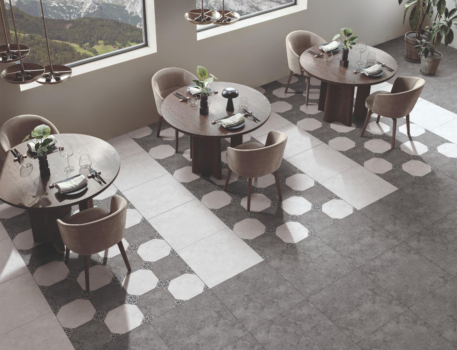 Matte Finish Octo Mediterranean Carving FT Ceramic tile 600x600 mm