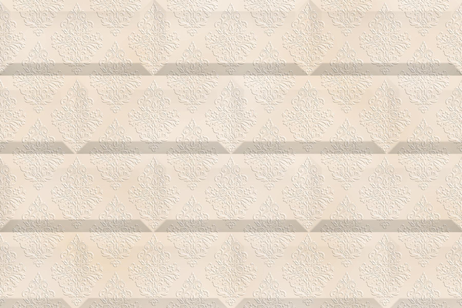Glossy Finish ODG Beige Vintage Floral Brick Ceramic tile 300x450 mm