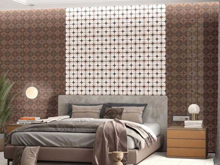 Glossy Finish ODG Brown Star Petal Ceramic tile 300x450 mm