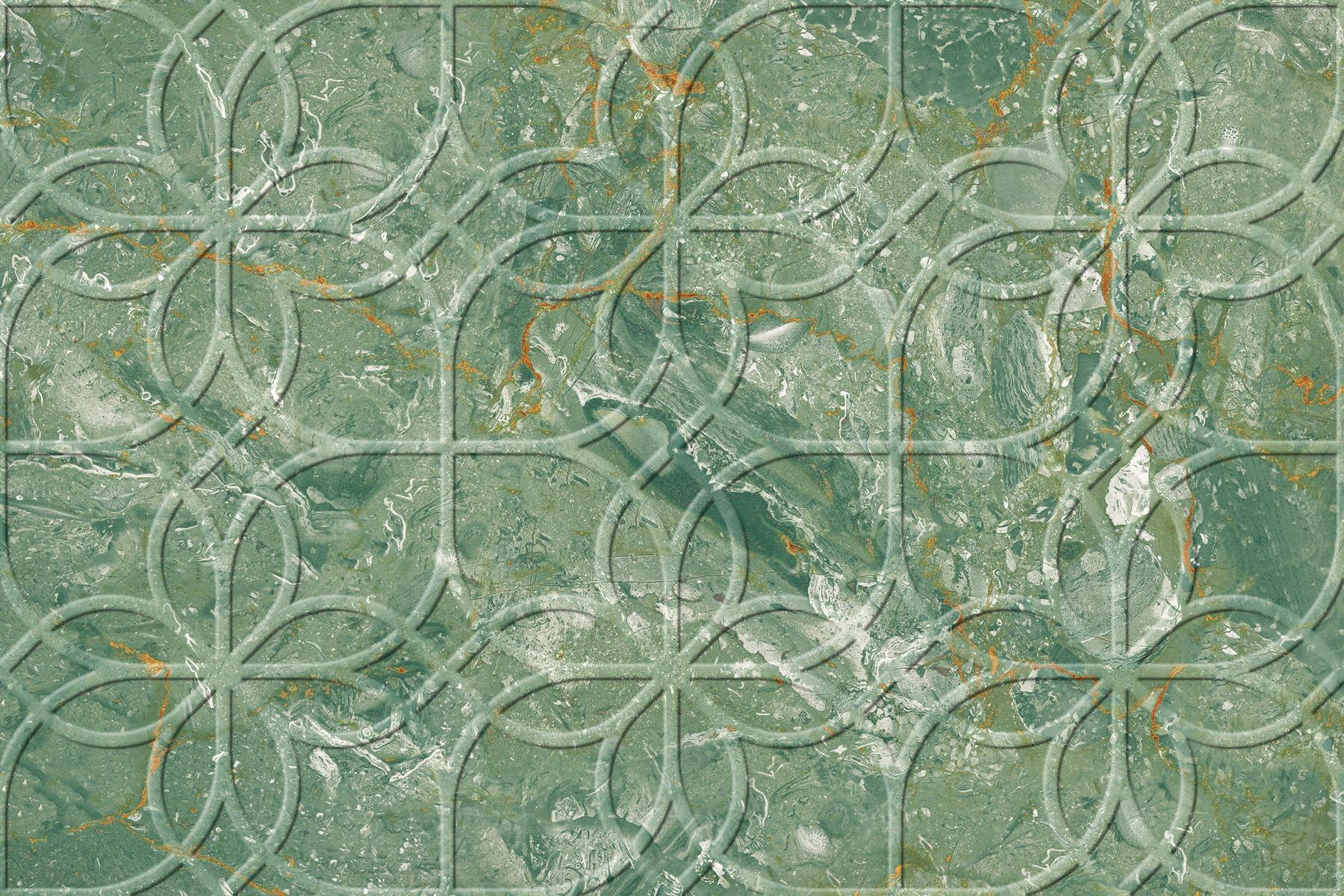 Glossy Finish ODG Green DK Breccia Petals Ceramic tile 300x450 mm