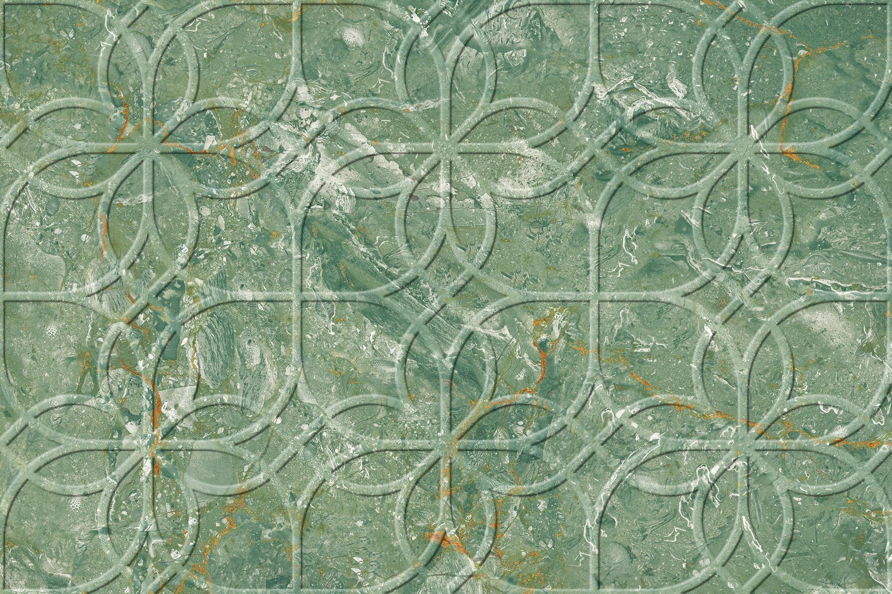 Glossy Finish ODG Green DK Breccia Petals Ceramic tile 300x450 mm