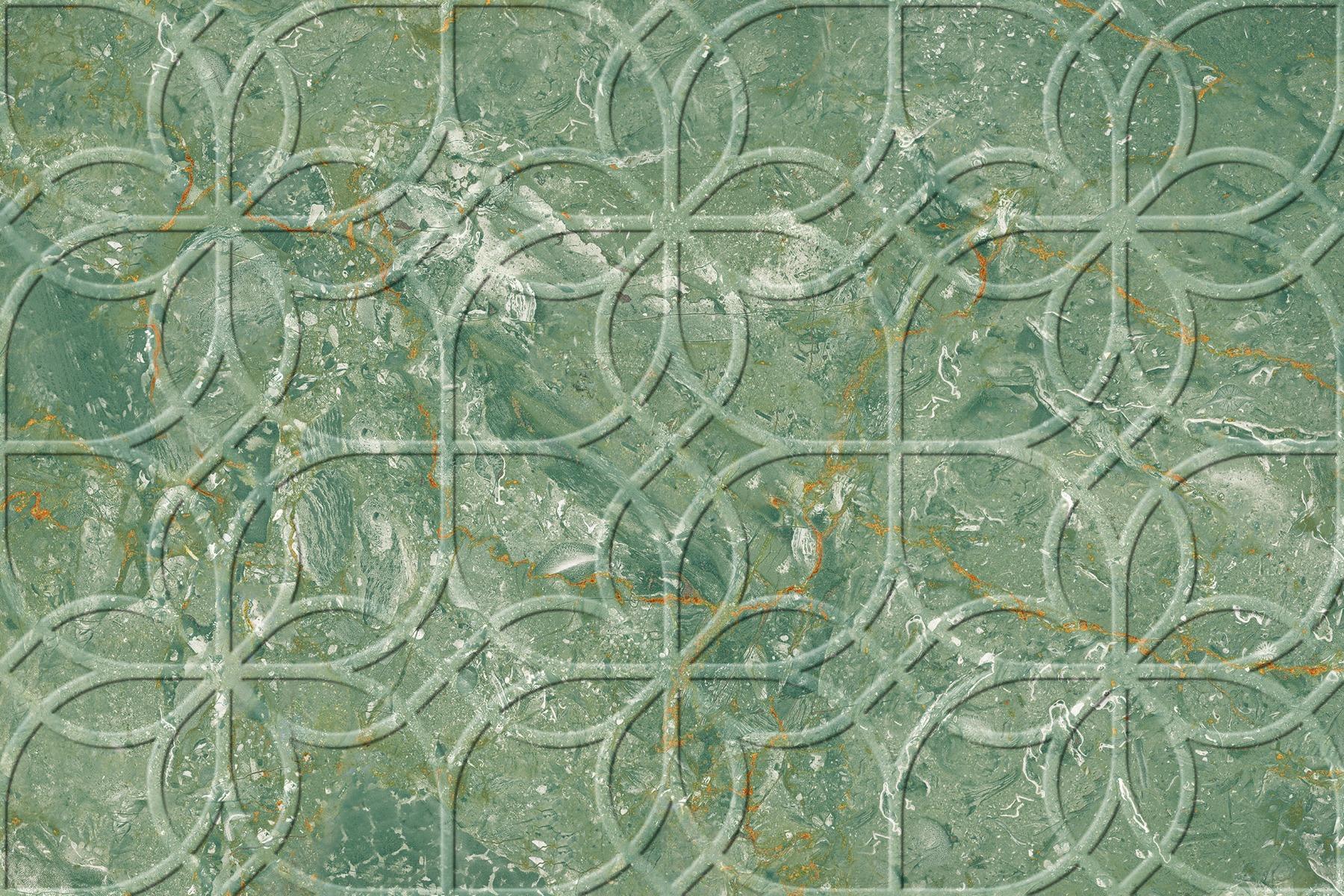 Glossy Finish ODG Green DK Breccia Petals Ceramic tile 300x450 mm