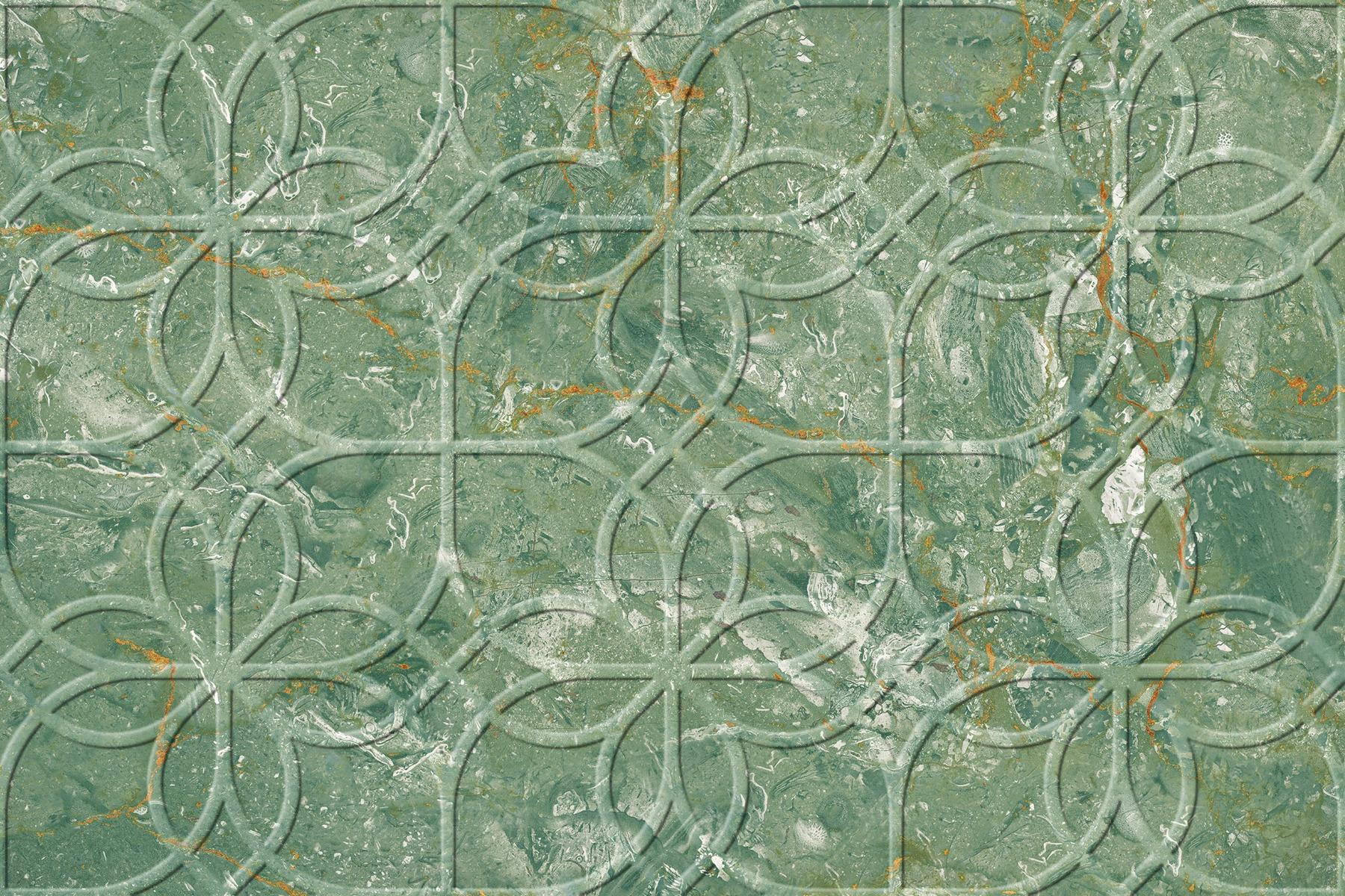 Glossy Finish ODG Green DK Breccia Petals Ceramic tile 300x450 mm