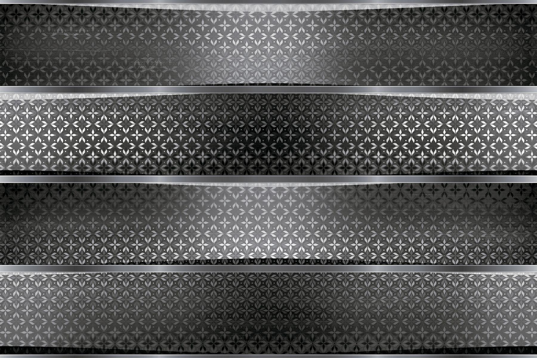 Glossy Finish ODG Nero Floral Grid Strips Ceramic tile 300x450 mm