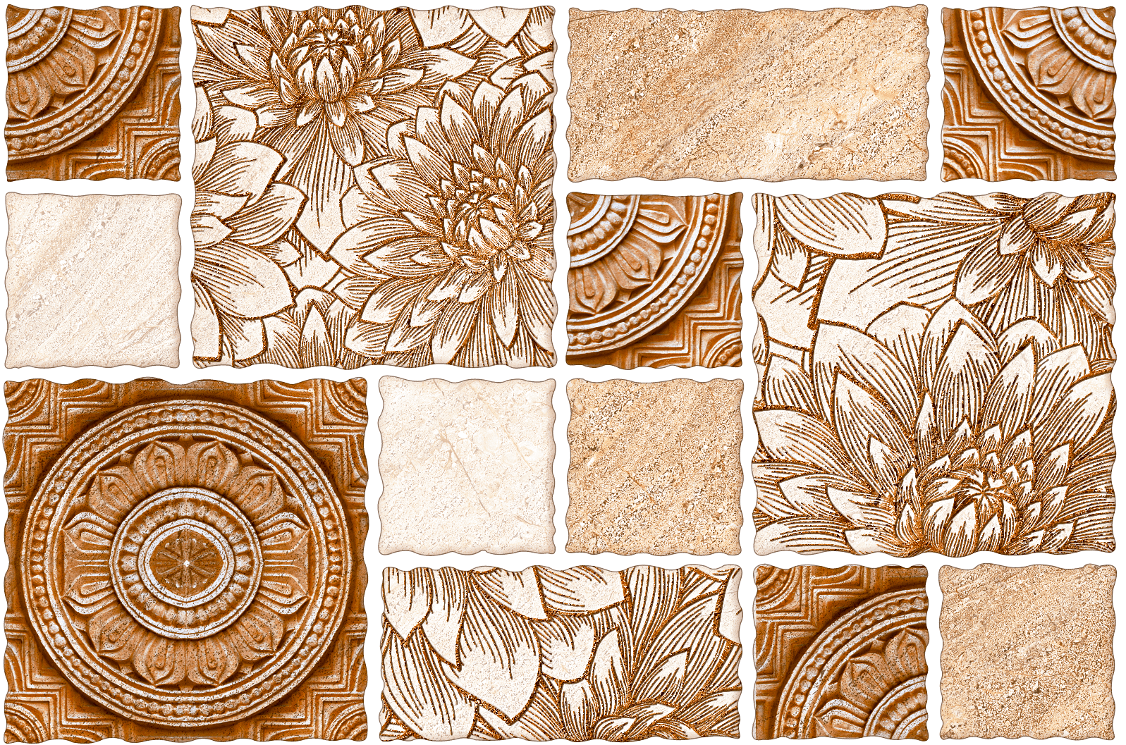 Glossy Finish ODH Alberta Flora HL Ceramic tile 300x450 mm