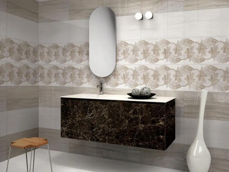 Glossy Finish ODG Embroidery Beige DK Ceramic tile 300x600 mm