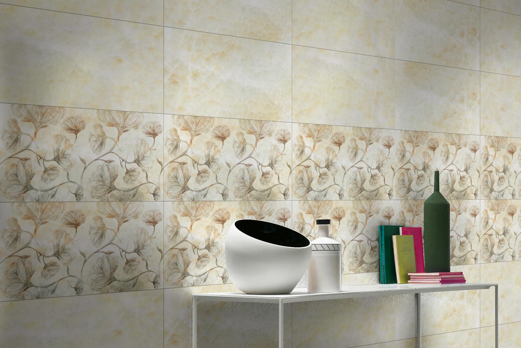 Glossy Finish ODH Lapdesk Flora HL Ceramic tile 300x600 mm