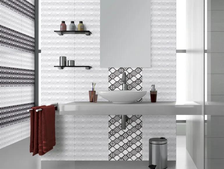 Glossy Finish ODH Vanito Nero HL Ceramic tile 300x450 mm
