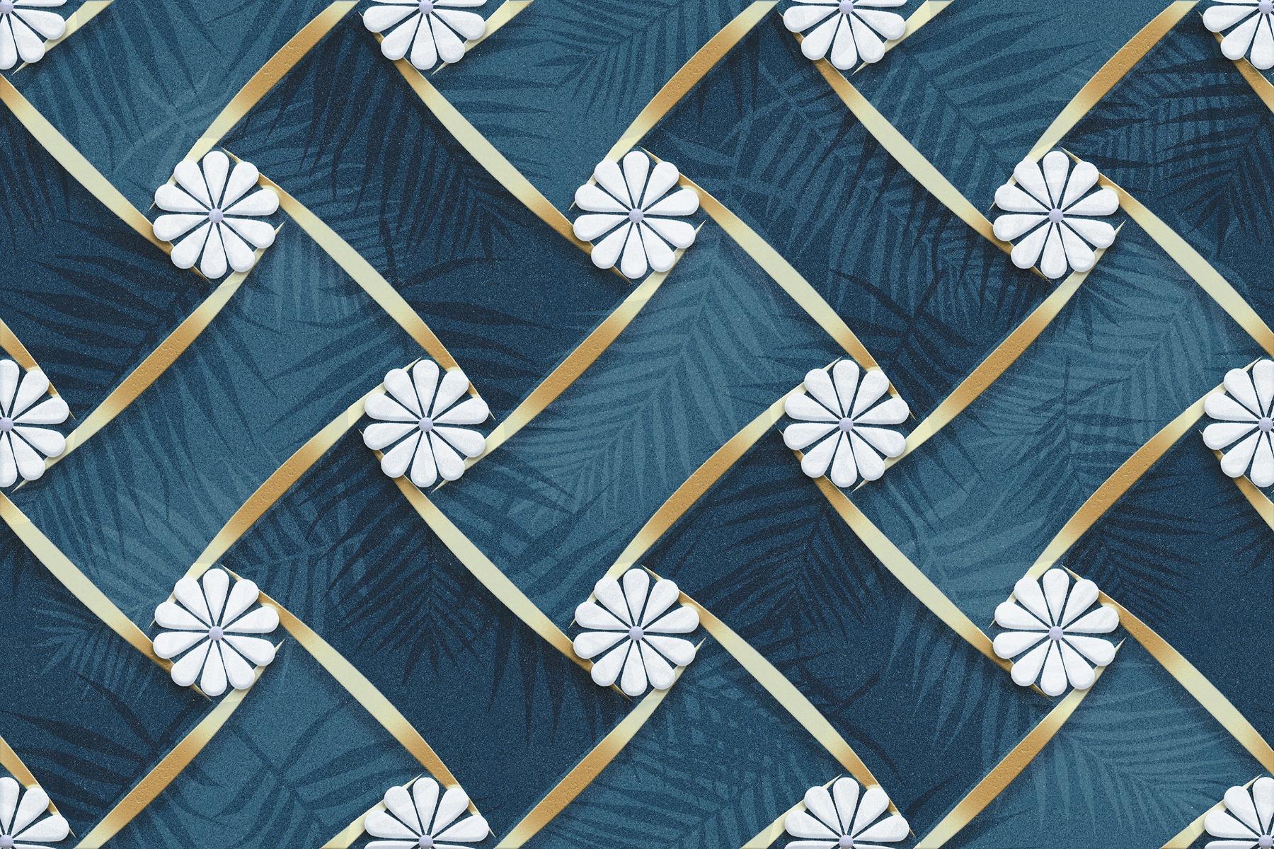 Glossy Finish OHG Aqua Palm Daisy Flower HL Ceramic tile 300x450 mm