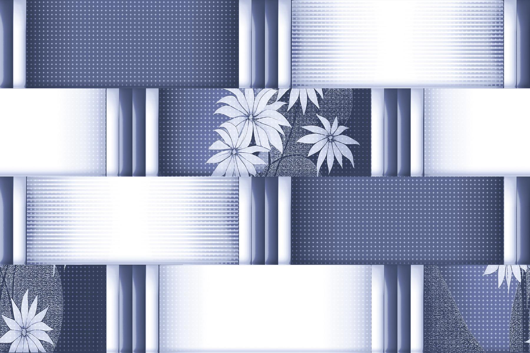 Glossy Finish OHG Blue Flower Brick Strip HL Ceramic tile 300x450 mm