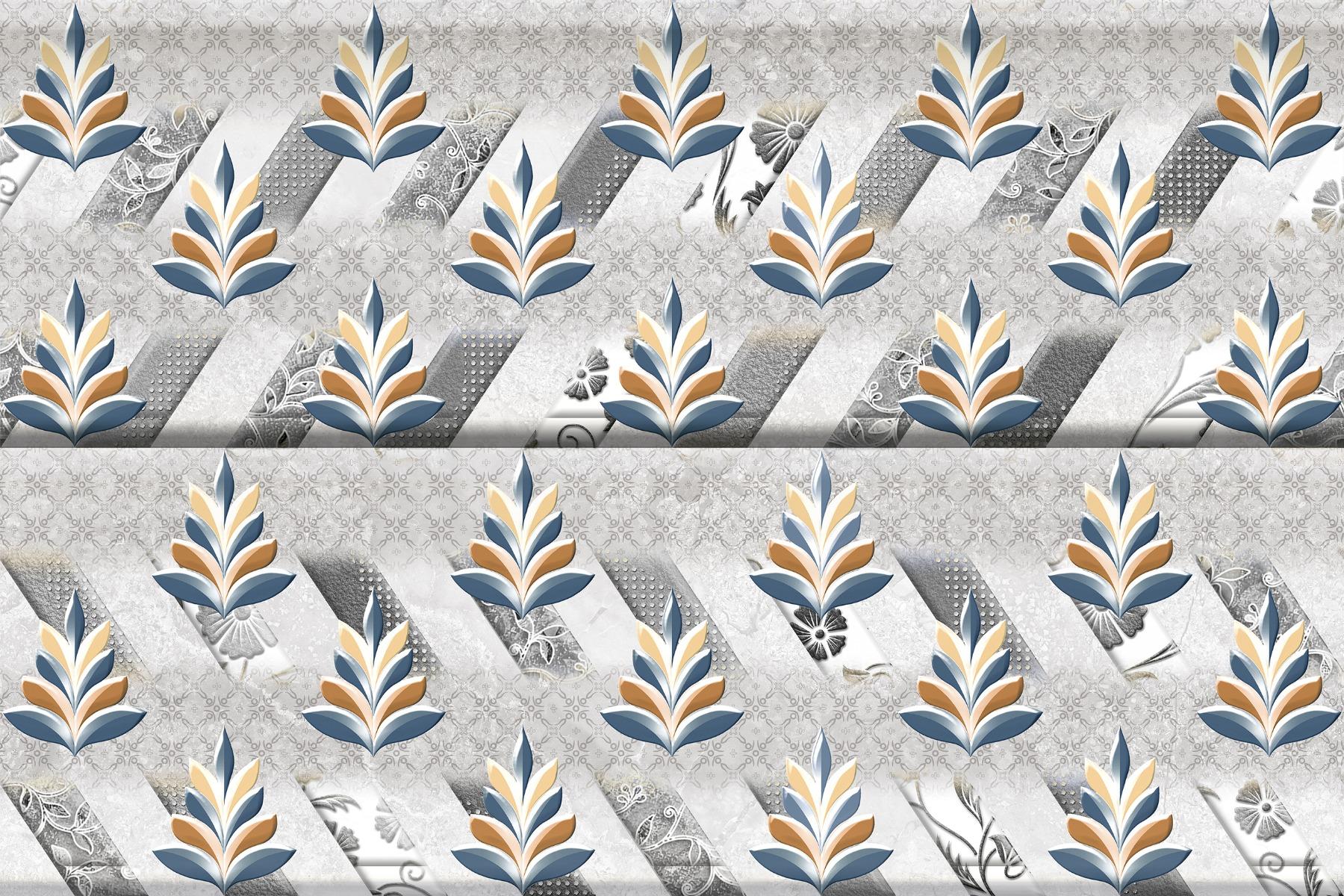 Glossy Finish OHG Breccia Botany Flora HL Ceramic tile 300x450 mm