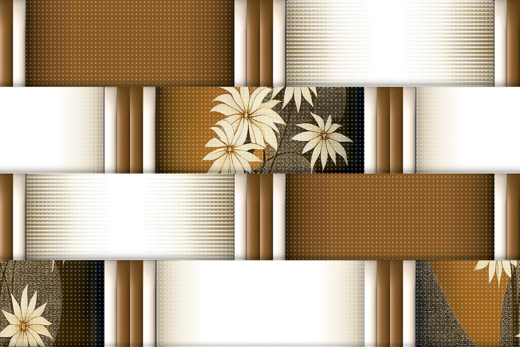 Glossy Finish OHG Brown Flower Brick Strip HL Ceramic tile 300x450 mm