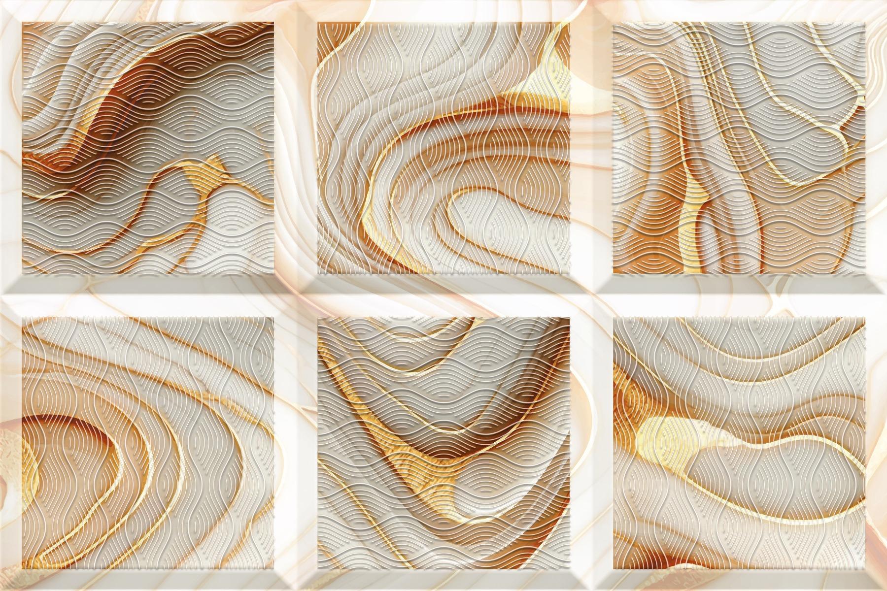 Glossy Finish OHG Gold Abstract Fluid Art HL Ceramic tile 300x450 mm