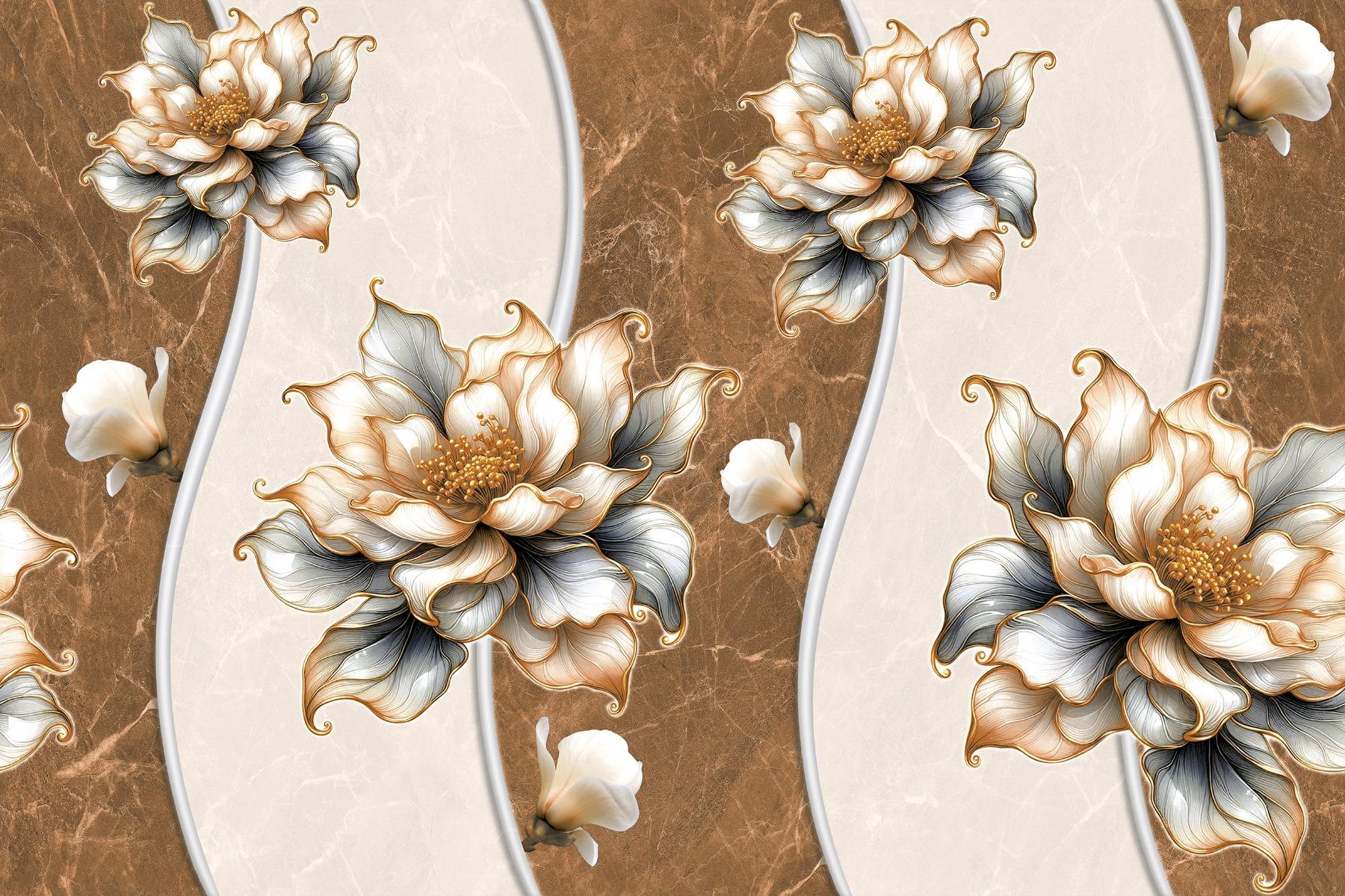 Glossy Finish OHG Gold Flower Emperador HL Ceramic tile 300x450 mm