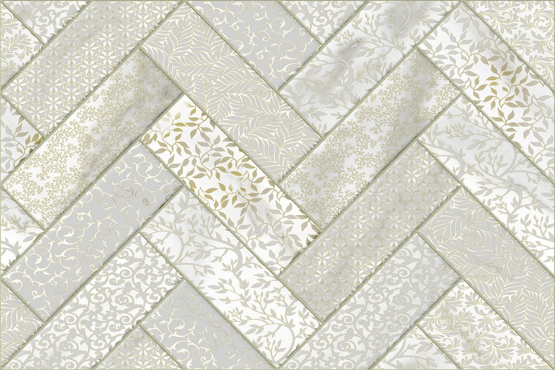 Glossy Finish OHG Multi Flora Herringbone HL Ceramic tile 300x450 mm