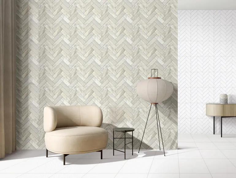Glossy Finish OHG Multi Flora Herringbone HL Ceramic tile 300x450 mm