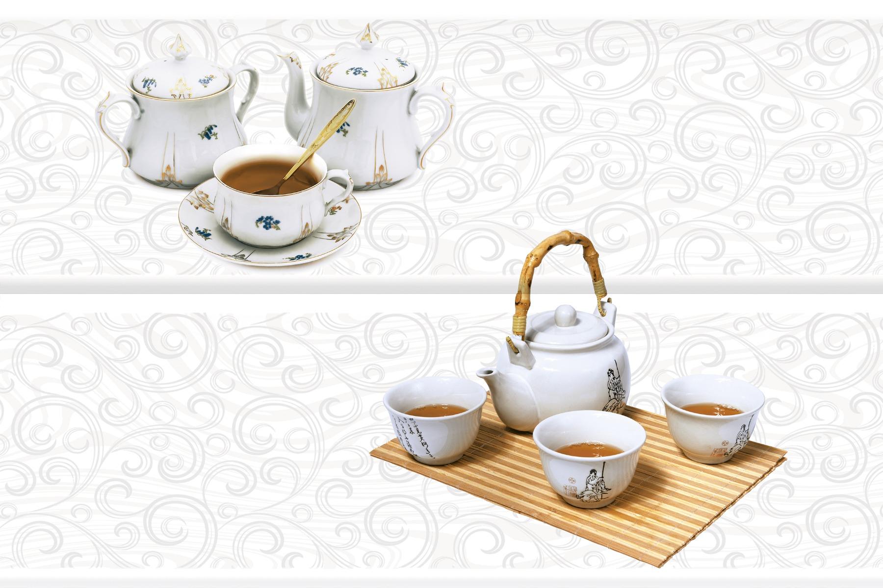 Glossy Finish OHG Scrolls Art Tea Set HL Ceramic tile 300x450 mm