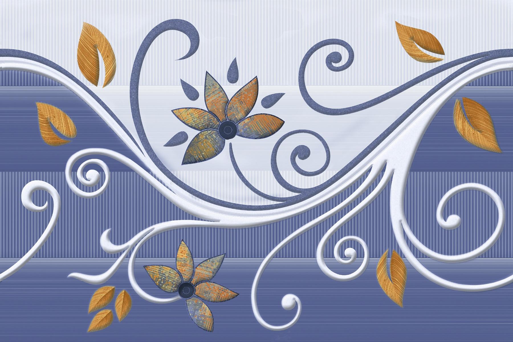 Glossy Finish OHG Strips Lines Floral HL Ceramic tile 300x450 mm