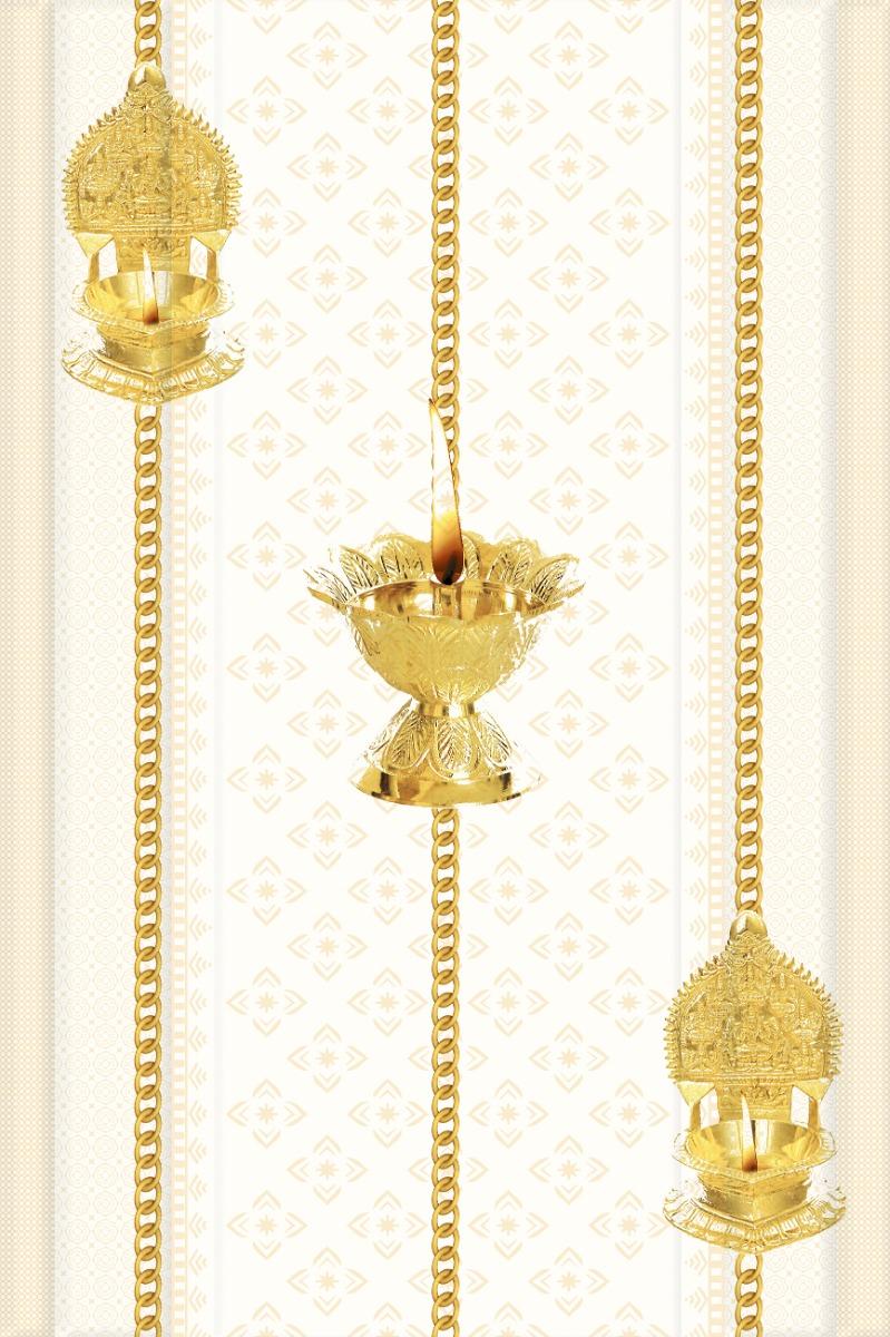 Glossy Finish OHG Temple Hang Gold Diya HL Ceramic tile 300x450 mm