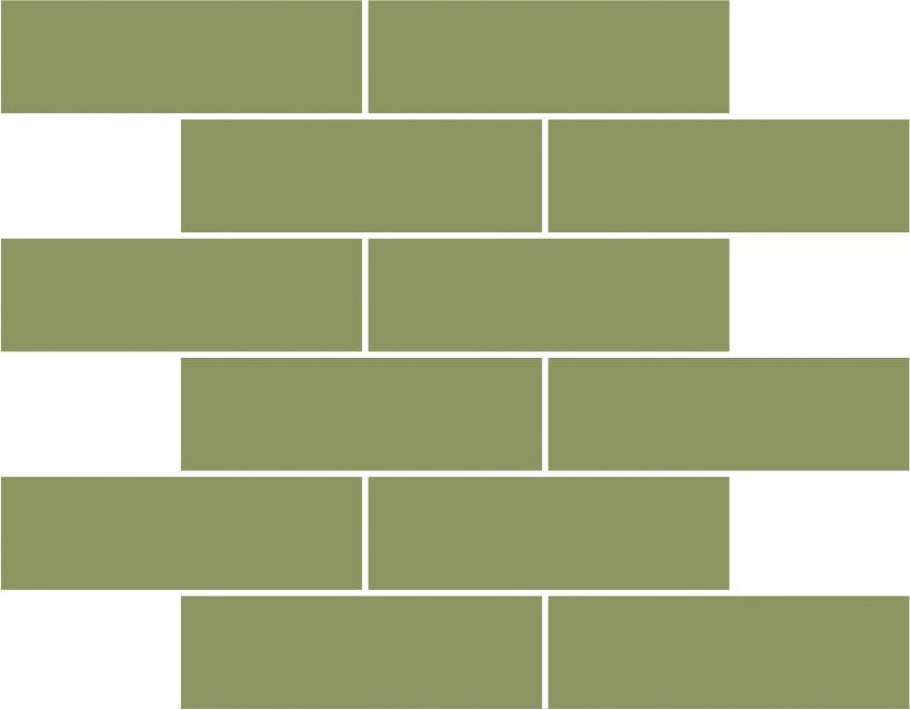 Glossy Finish Olive Green Gloss Duo Brick Bone Ceramic tile 285x295 mm