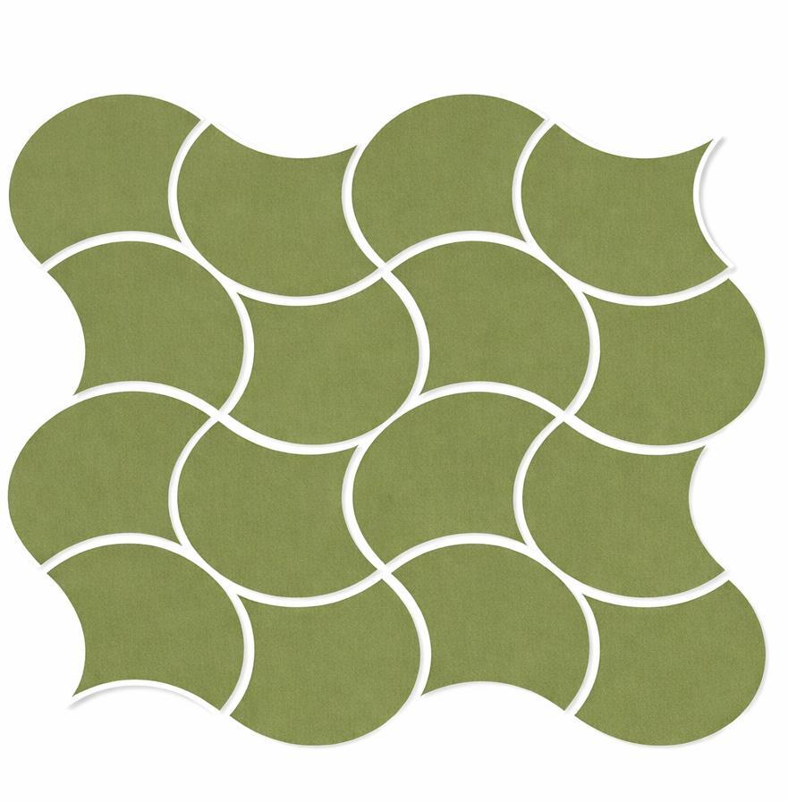 Glossy Finish Olive Green Gloss Fishscale Waves Ceramic tile 272x272 mm